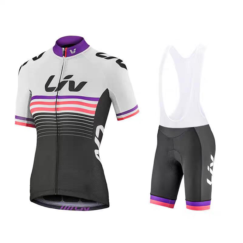 LIV women's cycling sportswear set summer cycling jersey cycling bib slim cycling short top sponge pad cycling pants