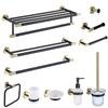 Matte Black Bathroom Accessories Hardware Set Towel Bar Rail Towel Rack Hook Soap Dish Toilet Brush Tumbler Holder Paper Holder