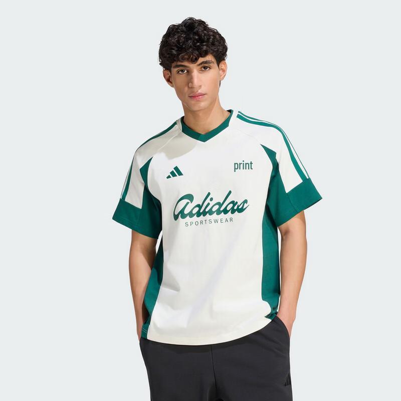 Adidas Men's Football-Inspired 3-Stripes Short Sleeve T-Shirt KS5052