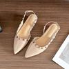 W9925-25 Rivet single shoes women's thick heel pointed nude French high heels 2025 women's summer new side empty sandals
