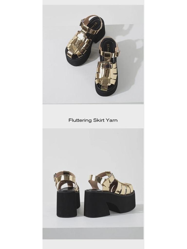 2025 Летние водонепроницаемые римские сандалии на толстой платформе 11 см с высоким каблуком для широких ног