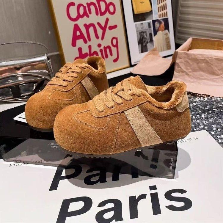 Осенние и зимние немецкие тренировочные туфли обувь новая бархатные Birkenstocks круглая голова ретро повседневные спортивные пушистые туфли