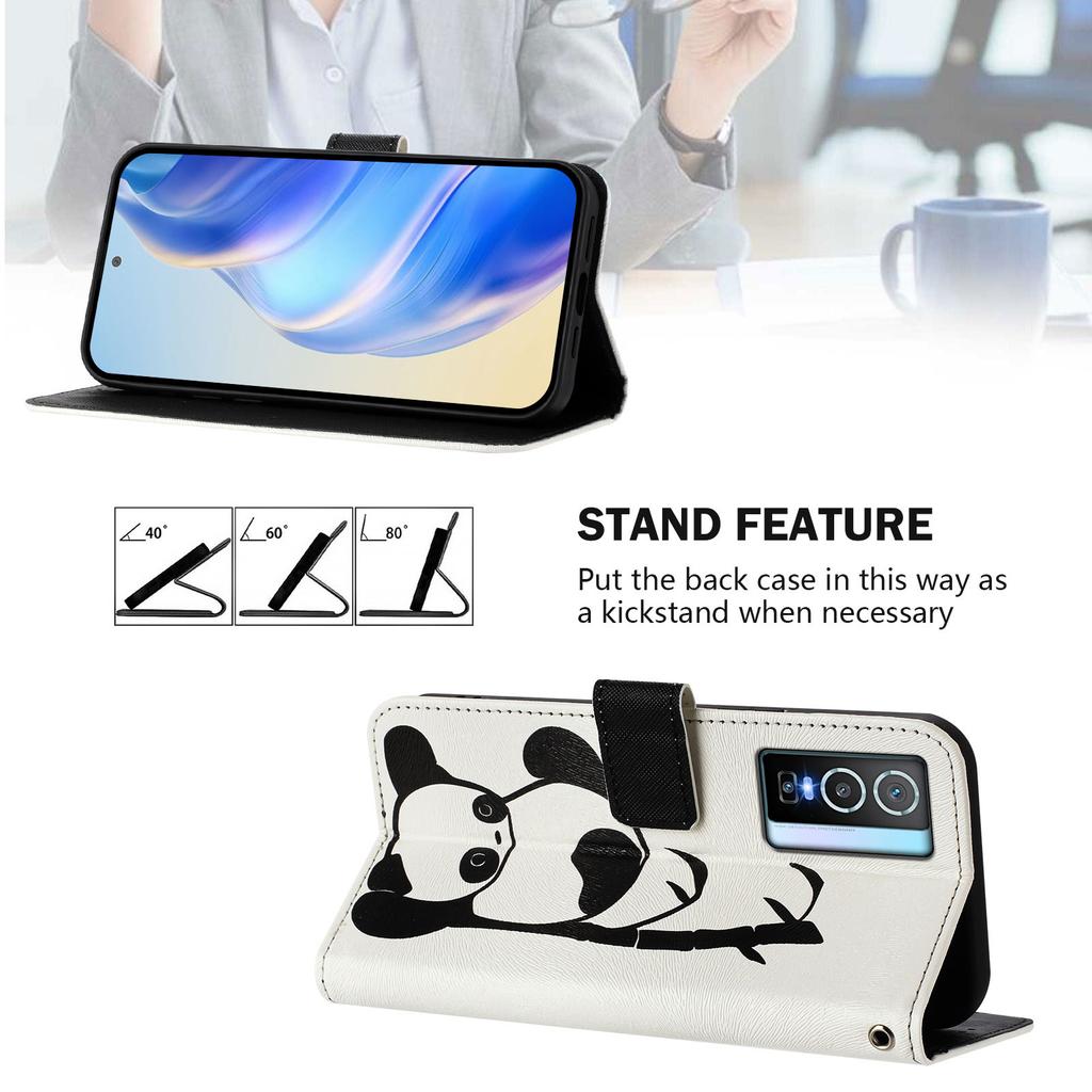 Cute Panda Luxury Painted Leather Case Wallet Book Style Cover for Vivo Y20,Y35,Y51A,Y56,V27,Y78,V29,Y27,Y33S,Y19,V29E,Y17S,Y30,S19...
