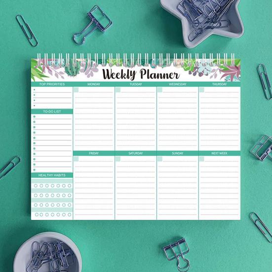 Daily Planner Coil Design Weekly Planner Notepad Appointments Reminders Notebook for Home School Office