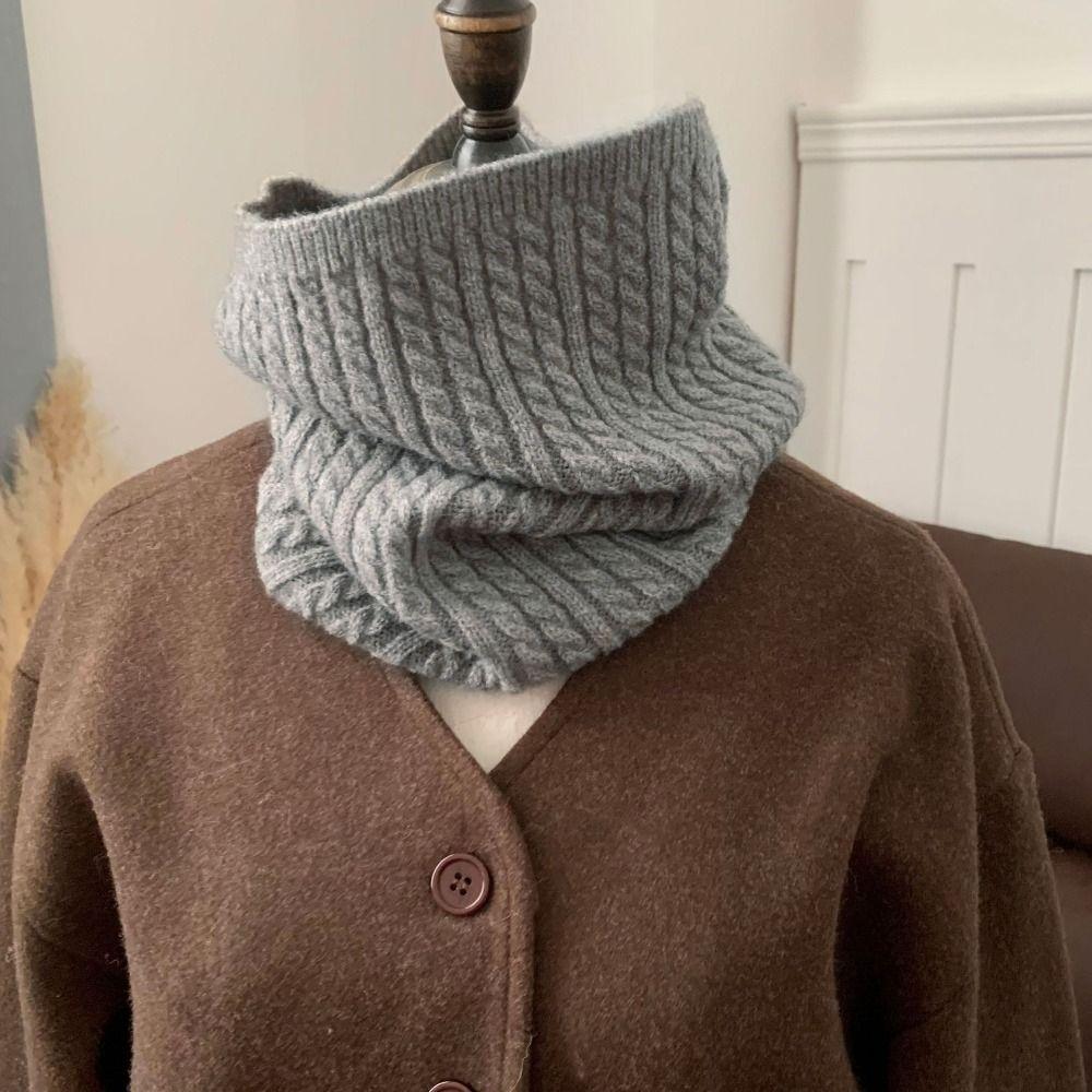 Korean Style Knitted Scarf Solid Color Pullover Wool Bib Simple Turtleneck Fake Collar  Women