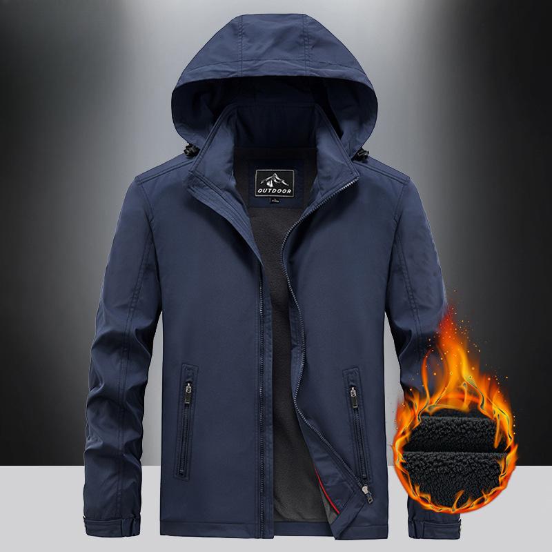 Флисовая куртка мужская осенне-зимняя утепленная свободная куртка большого размера универсальная ветрозащитная водонепроницаемая повседневная спортивная куртка