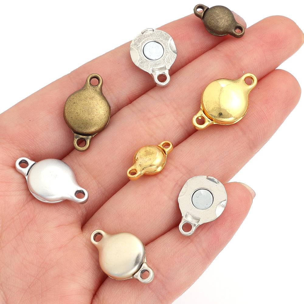5pcs/lot Alloy Magnetic Buckles Gold Flat Round End Clasps Connectors For DIY Craft Bracelet Necklace Jewelry Making Accessories