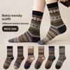 Ethnic-style Women's Midsize Socks, Women's Cotton Socks, Fashionable Long Socks for Autumn and Winter, Versatile Long Stockings