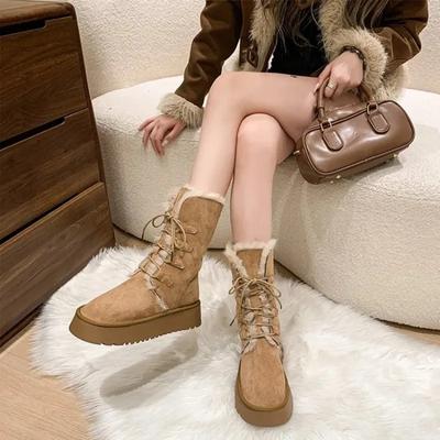 Модная обувь Зимние сапоги Женские сапоги-Женские Роскошные Дизайнерские Плюшевые Австралия 2024 Утепленные Модные Меховые Осенние Снежные Лолита Женские Сапоги Бренд