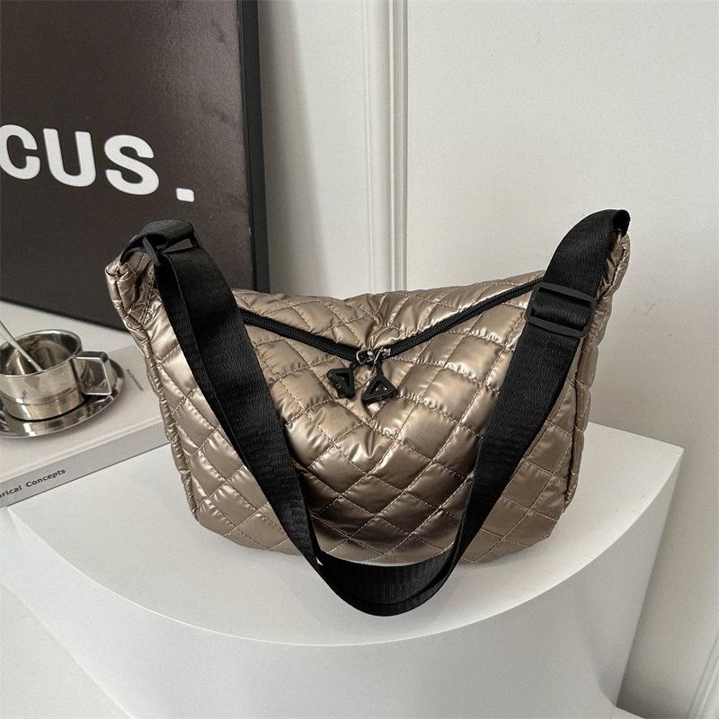 Сумки Осенние и зимние сумки из хлопка с вышивкой в виде ромбов Большая вместимость Модные и универсальные сумки через плечо на одно плечо