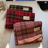 Thick Red Plaid Scarf Plush Wool Scarves Simple Long Shawl  Girl