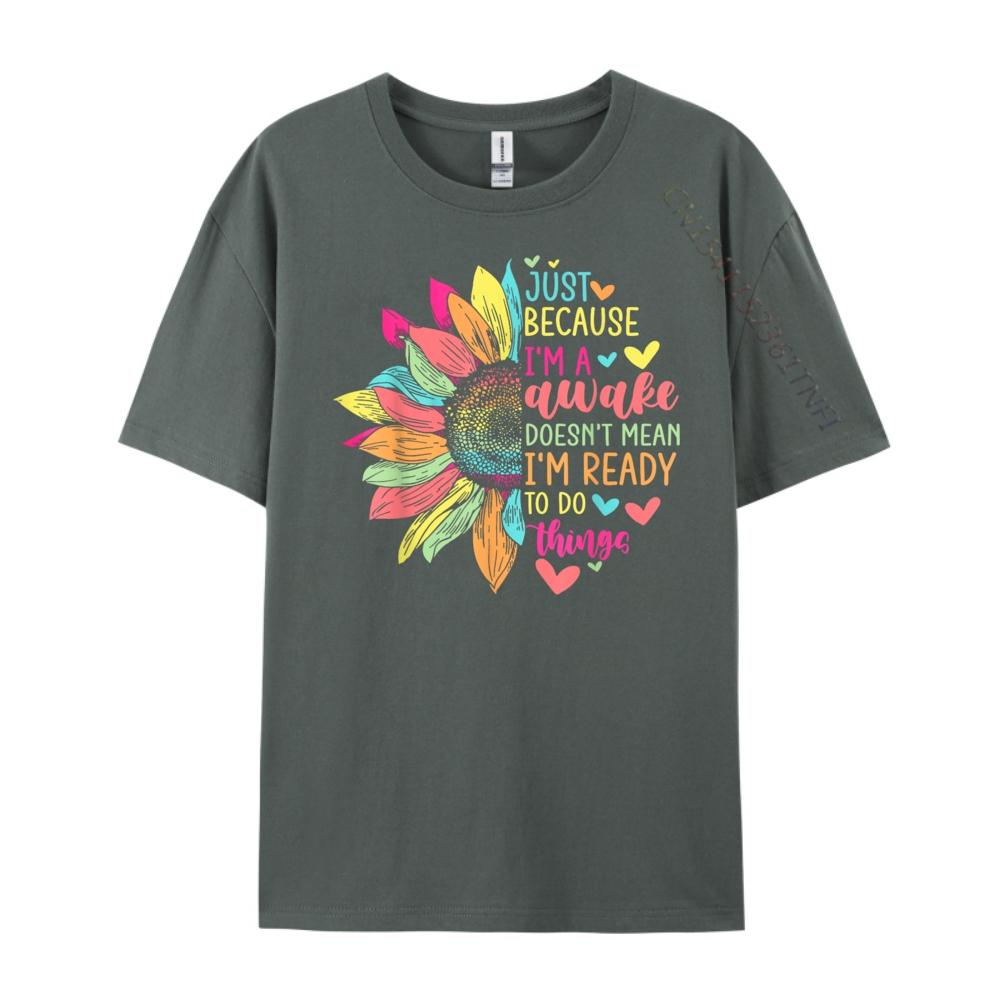 Just Because Im Awake Funny for Tweens Teens Retro Groovy Graphic Shirts Band Tshirts