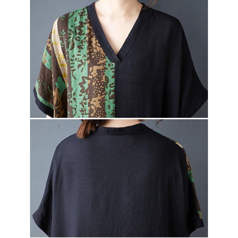 DIMANAF 2025 Женское летнее платье большого размера Базовое Винтажное Новая печать Цветочный Повседневное Оверсайз Длинное Свободное Платье