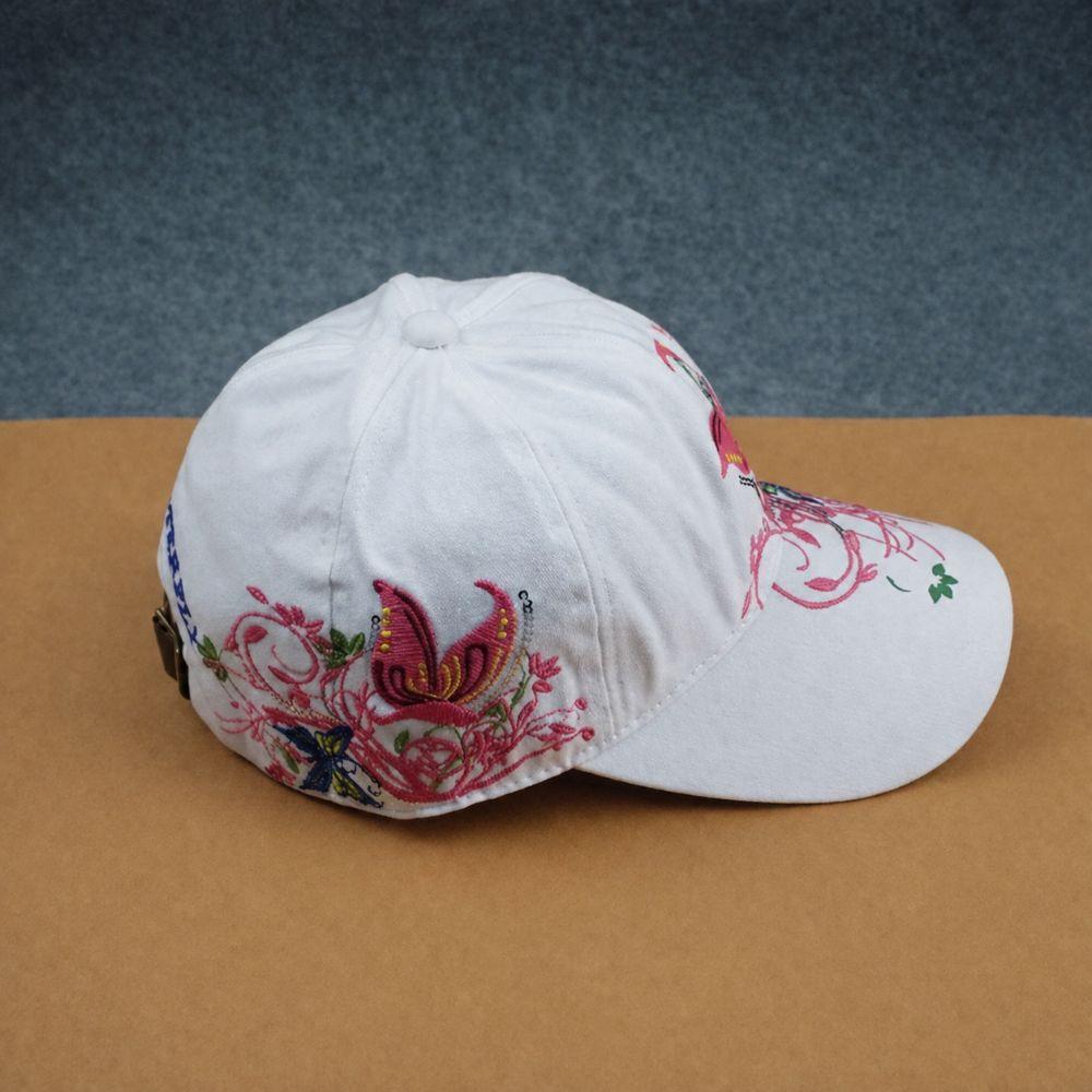 Breathable Floral Butterfly Embroidery Hat Adjustable Women Baseball Cap Sun Hat Outdoor Travel