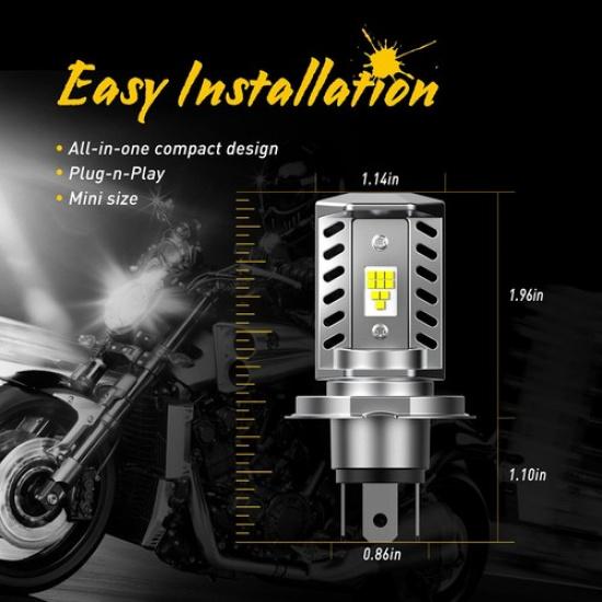 For H4 Motorcycle 6500K LED Hi/Low Beam Front Light Bulb Super Bright Headlight