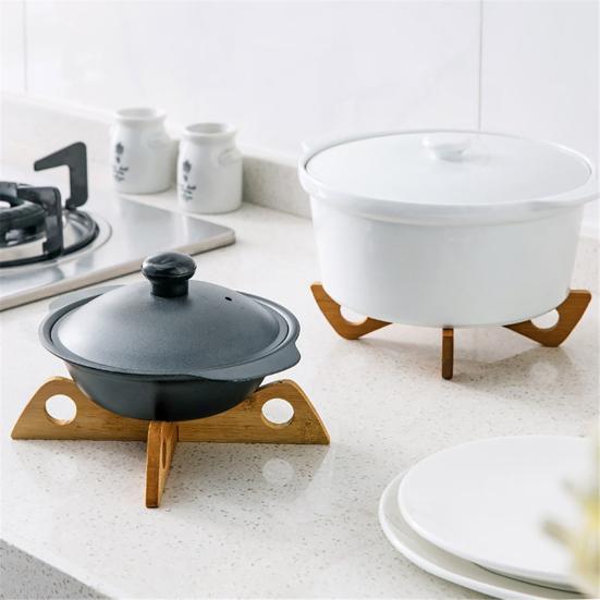Detachable Bamboo Cross Stand Kitchen Pan Pot Insulated Shelf Heat Dish Holder