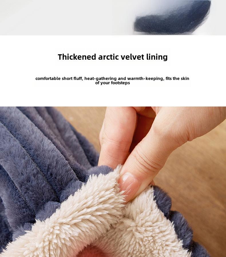 Men's Large Plush Non-Slip Slippers: Thick Soled, Warm Cotton for Autumn & Winter