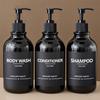 500ml Dispenser Shampoo and Conditioner Shower Soap Bottle with Label Apothecary Lotion Wall Mount Reusable Bottle