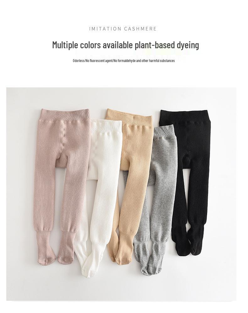 Девичьи флисовые осенне-зимние колготки: Теплый однотонный боди и леггинсы для младенцев