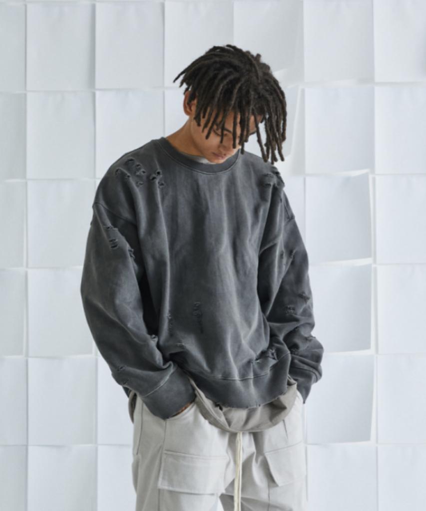ATTENTIONROW Distressed Ver.2 Pigment Sweatshirt (8 Colors) (Type A)