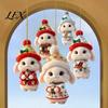 Christmas Tree Hanging Ornaments Bunny Wooden Ornament, 2D Flat Rabbit Decor with Santa Reusable Hat, Holiday Pendant for Wreath Door, Festive