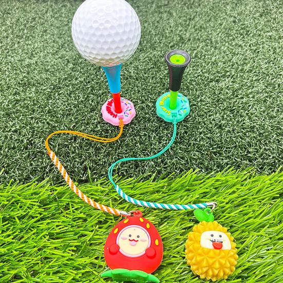 Пластиковый держатель для гольф-ти с защитой от потери, дизайн «пончик», кольцо для гольф-ти с ремешком, мультяшный дизайн фруктов, предотвращение потери ти, аксессуар для гольфа для мужчин и женщин