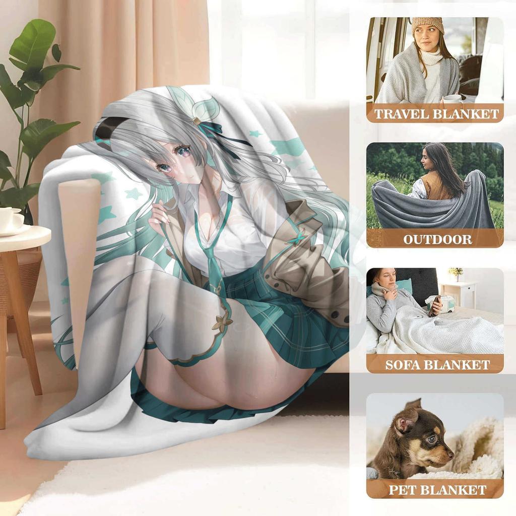 Cartoon Printed Flannel Blanket for Beds Hiking Picnic Fashionable Bedspread Throw Blanket