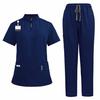 2Pcs Nurse Uniform Scrubs Set for Nurse Doctor Hospital Staff Jogger Suit with Pocket Top Pants Stretchy Comfortable Workwear
