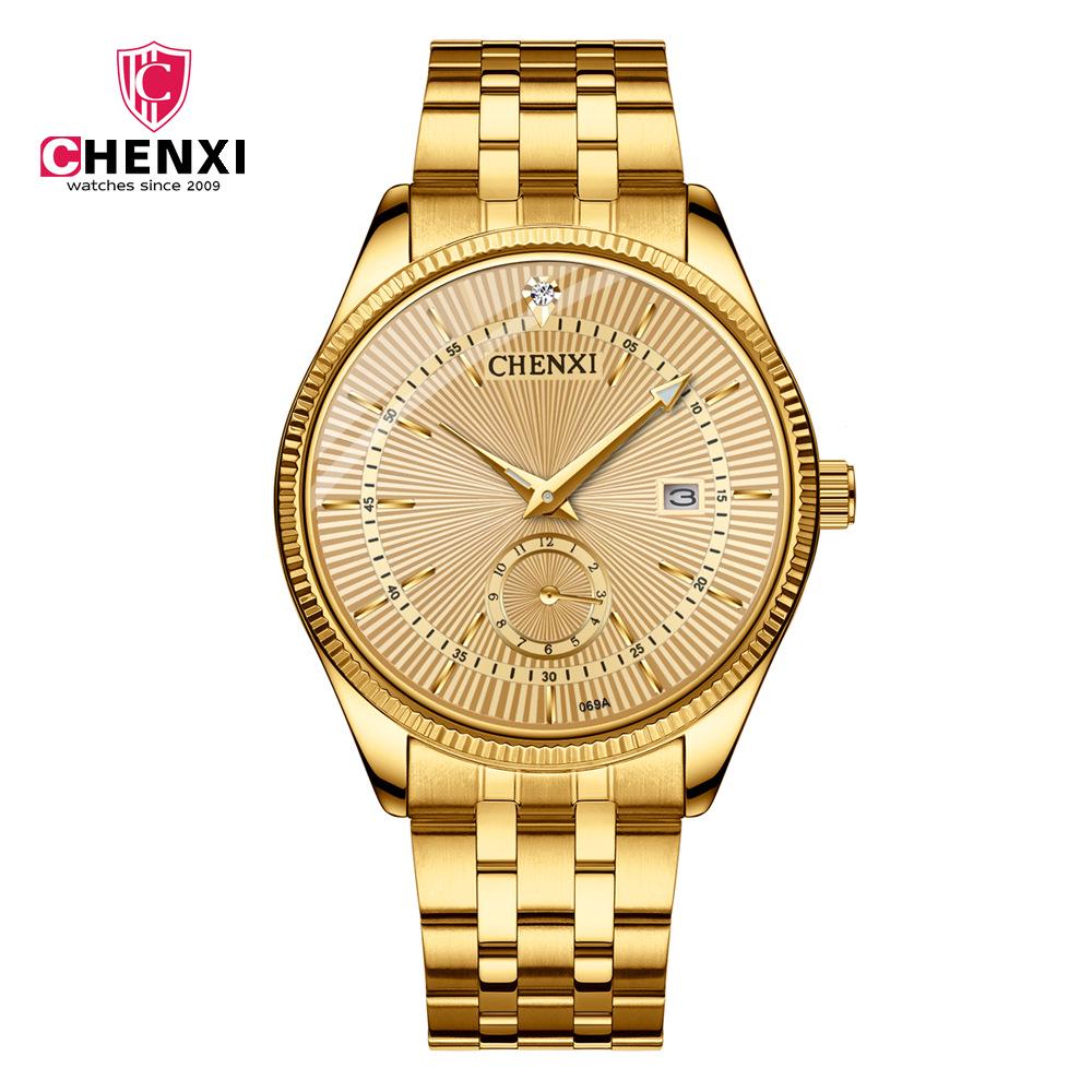 CHENXI Couple Watch 069 High Quality Stainless Steel Waterproof Luminous Calendar Men Quartz Watches Fashion Women Bracelet