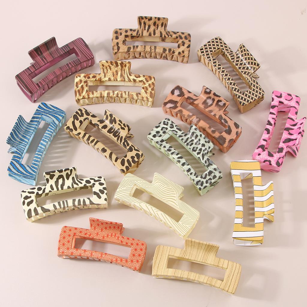 Vintage Leopard Print Plastic Hair Claw Clip 10 5CM Large Size Water Transfer Printing New Cross Border Fashion Hair Accessory