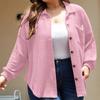 Women's Fashion Button-Up Cardigan Sweatshirt Long-Sleeve Collared Jacket With Pockets Solid Color Outerwear