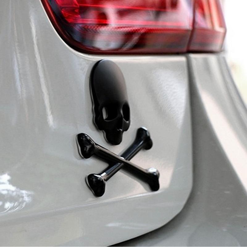 3D Skull Metal Car Motorcycle Sticker Label Skull Emblem Badge car styling stickers accessories decal