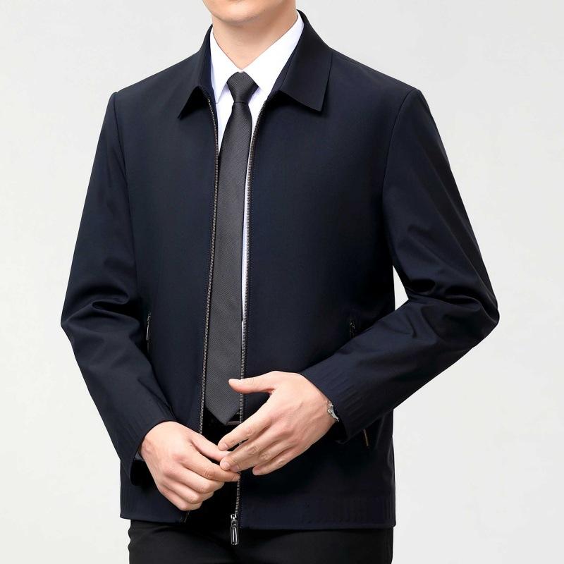 High-end Mulberry Silk Lapel Jacket for Men Spring and Autumn New Business Casual Middle-aged Dad Wear Thin Jacket Jacket