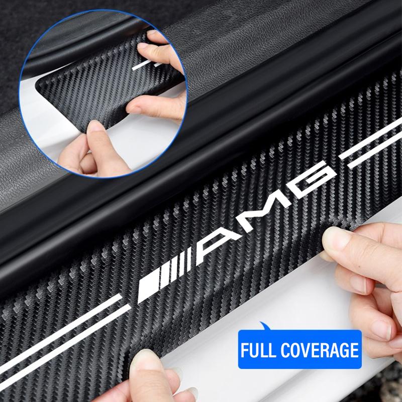 ZLLB1 Car Door Sill Scuff Plate Decor Carbon Fiber Stickers For Mercedes Benz AMG W203 W206 W220 W205 W211 W212 W201 W168 W169 GLA GLC