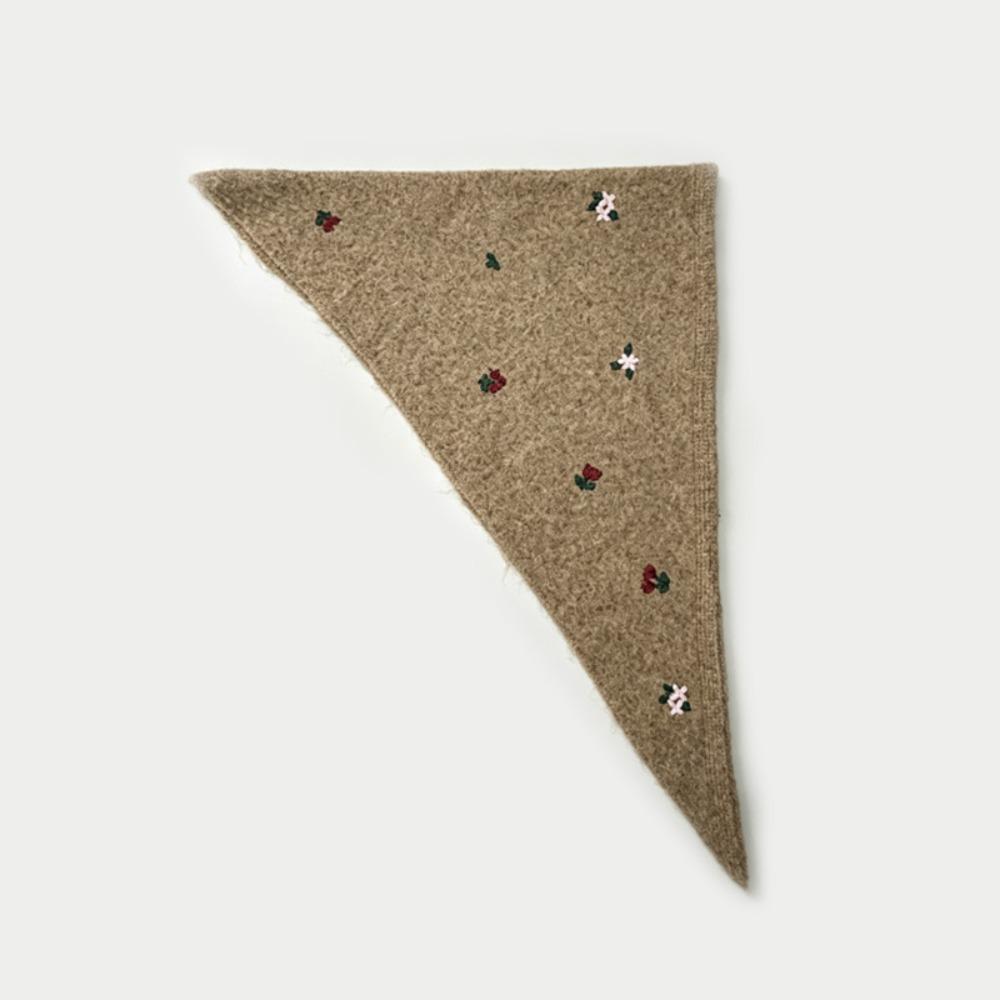 Embroidery Embroidered Triangle Scarf Rose Flower Wool Blend Headscarf Turban Clothing Accessories