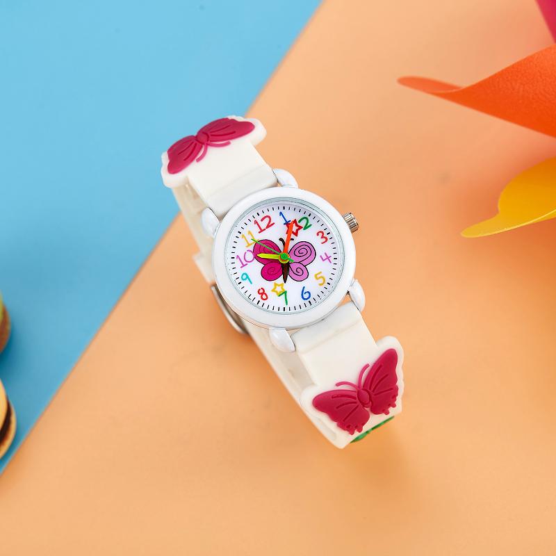 New Fashion Colorful Cartoon Butterfly Student and Children's Watch Quartz Watch Electronic Watch Gifts