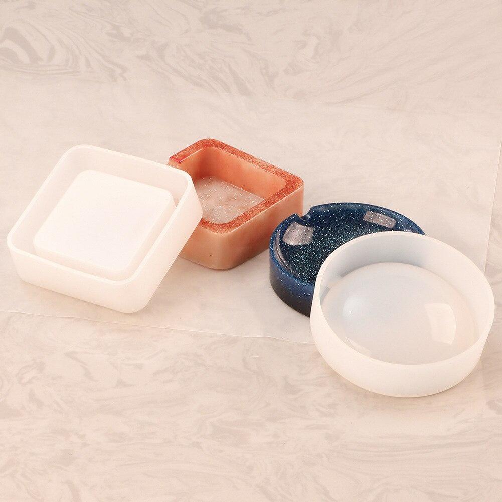 New Mirror Ashtray Silicone Mold Crystal Epoxy UV Resin Plastic Manual Flower Container Glossy Polished DIY Crafts