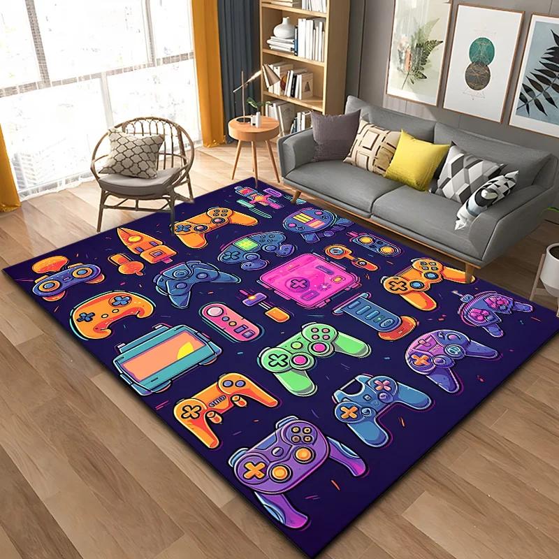 3D 80s Gamer Controller Area Rug Large,Carpet Rug for Living Room Bedroom Kitchen Decoration, Carpets for Bed Room Mat Home
