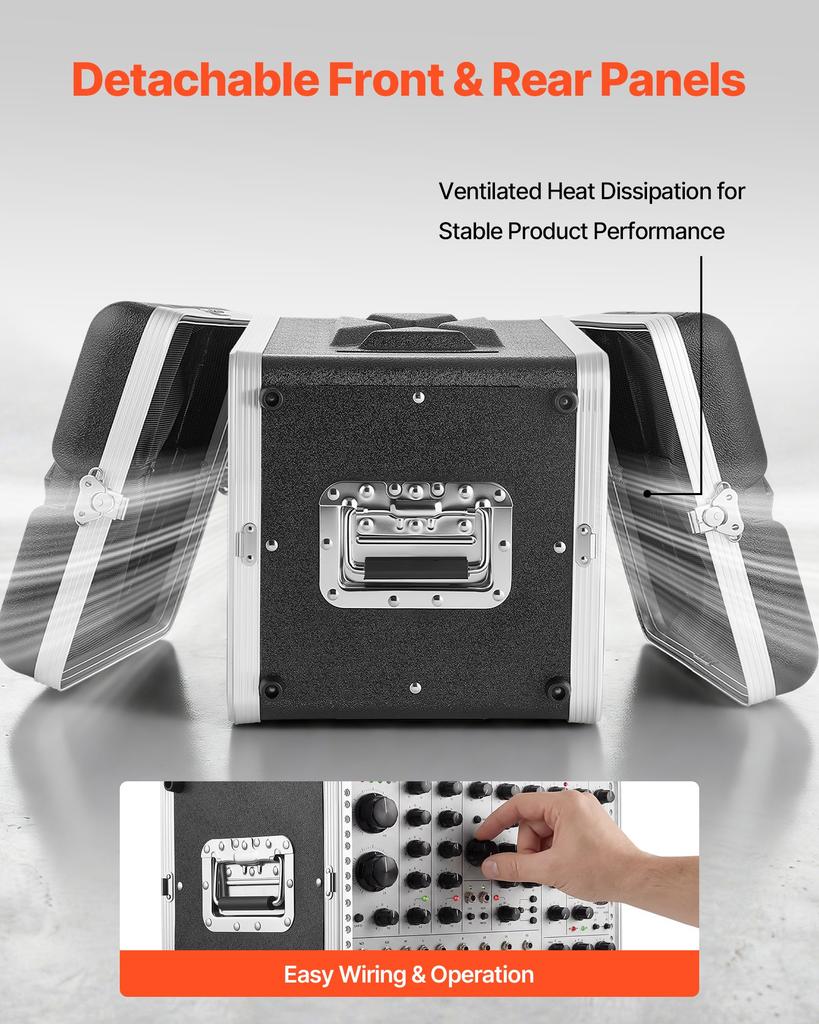 VEVOR 6U Rack Case, 310 mm Depth, Server Rack Cabinet Shallow with ABS Construction, Heavy Duty Recessed Twist Latches