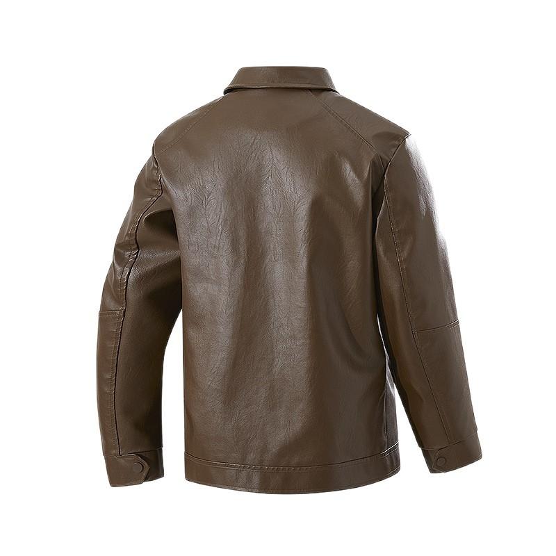 Spring and Autumn letter leather jacket men's jacket, trendy brand locomotive clothing, stand-up collar new leather jacket, trendy brand leather ja