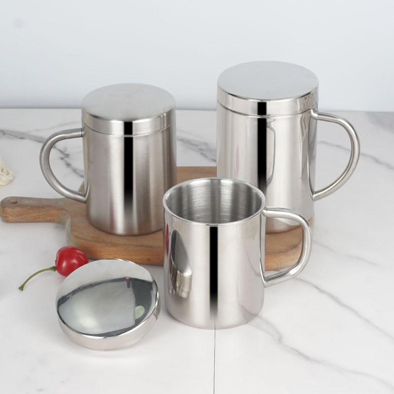 Кофейная кружка из нержавеющей стали с двойными стенками и крышкой, портативная чашка, дорожный стакан, кувшин, чашки для чая с молоком, офисные кружки для воды