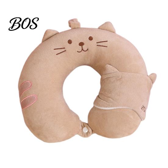 Neck Support Travel Pillow 1 Set U-Shaped with Eye Mask, Pillow, Cute Animal U-shaped Design, for Road Trip Flight Pain Relief Soft
