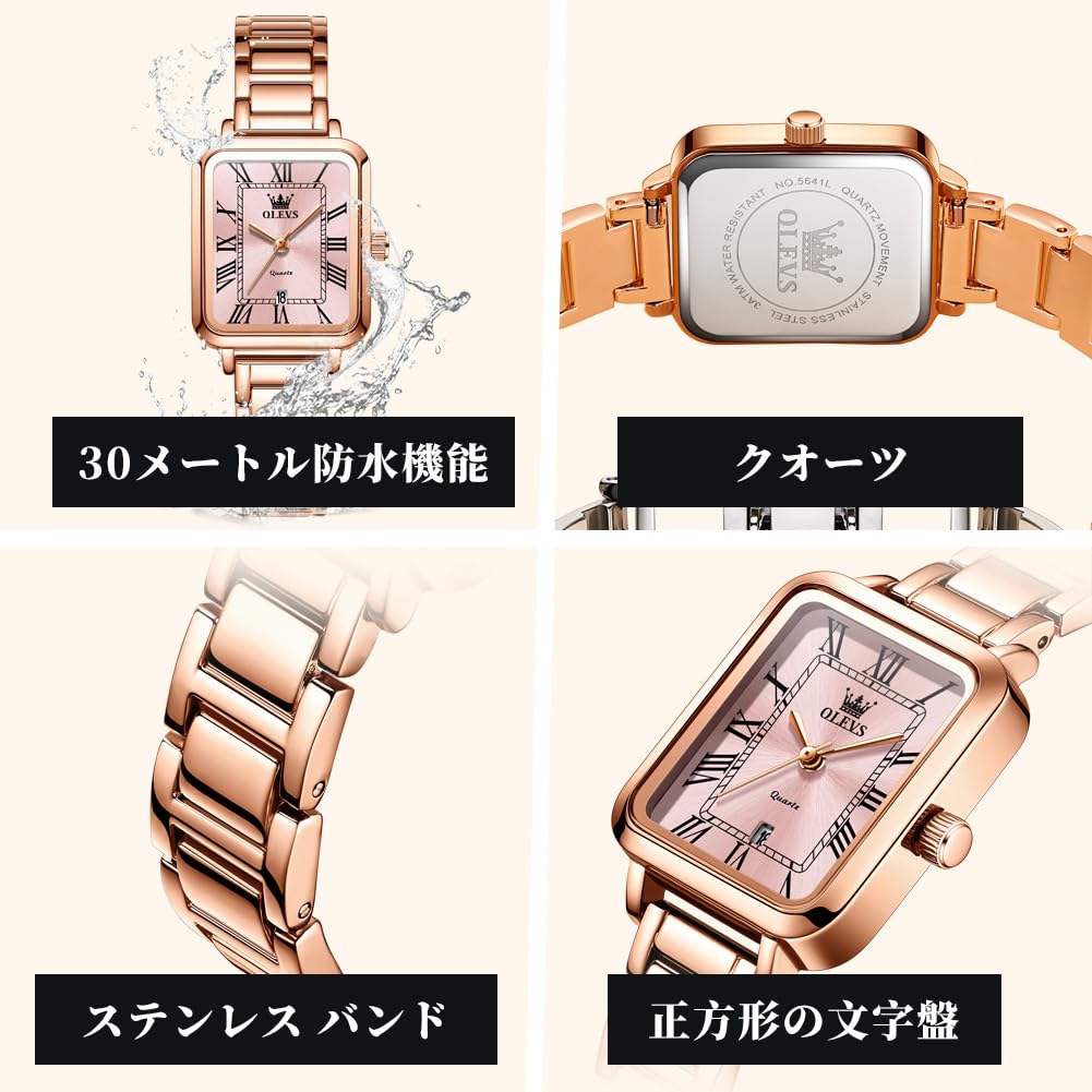 OLEVS Quartz Simple and Rose Gold Pink A Perfect Gift for Women Women's Watch, Elegant, Luminous, -