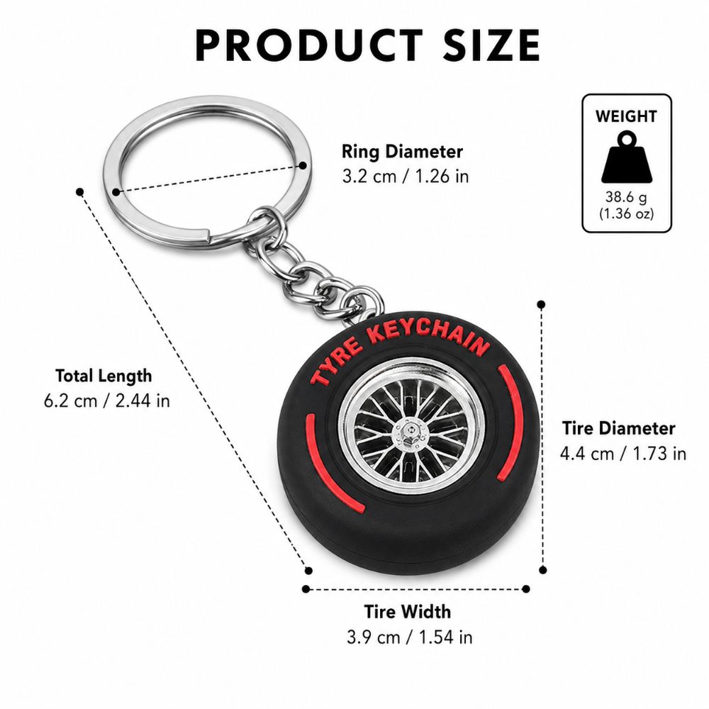 Realistic Car Wheel Pendant Metal Rubber Racing Tire Pendant Keys,Backpack Ornaments