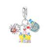 S925 Silver Summer Vacation Sun Beach Castle Sports Bead Pendant DIY Handmade Jewelry Bracelet Making Accessories