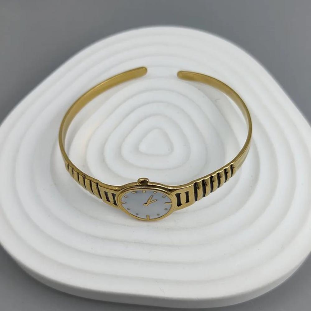 Часы Открытый Браслет Винтажная Титановая Сталь Ручная Цепь Ювелирные Часы Дизайн Браслет Унисекс