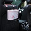 Cartoon Bear Car Seat Back Storage Bucket Leather Printing Hanging Waterproof Large Capacity Multi-function Trash Can