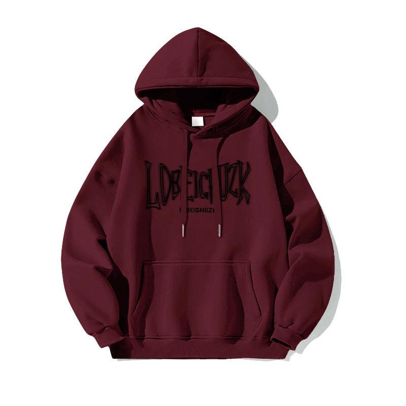 Мужская толстовка с флисовой подкладкой в американском ретро-стиле, Осень/Зима 2025, Тяжелая, Трендовая верхняя одежда.