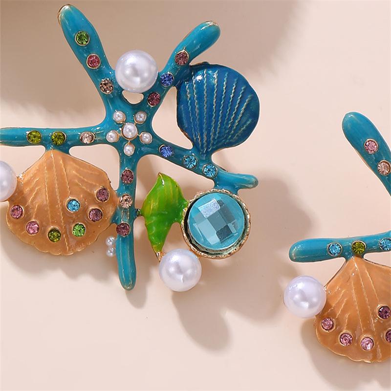 Женские серьги-гвоздики с ракушками и жемчугом, легкие, роскошные, ретро, модные украшения, красочные серьги, летние подарки для вечеринок 2024 года