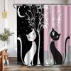 Elegant Black and White Cat Design Waterproof Shower Curtain – Perfect for Adding a Whimsical and Stylish Touch To Your Bathroom